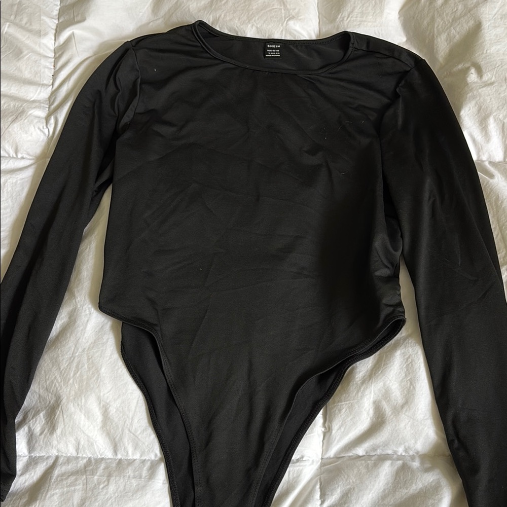 SHEIN Black Long Sleeve Bodysuit